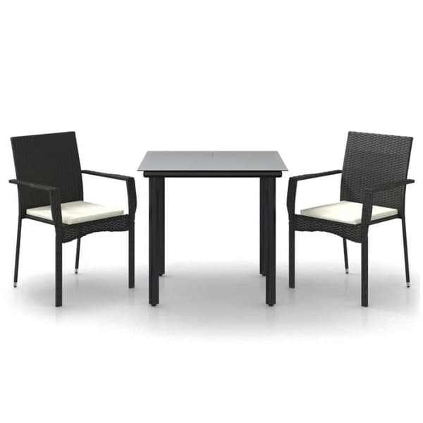 Maison Exclusive - Puutarhakalusteryhmä tyynyillä 3 kpl Musta