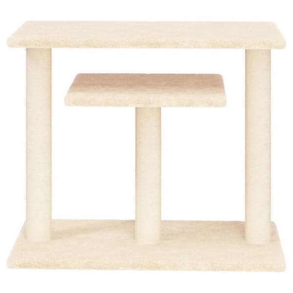 Kattträd - Exklusivt hus - Grädde 62,5 cm - Plattformar & sisalpåle - Tjock plysch Grädde