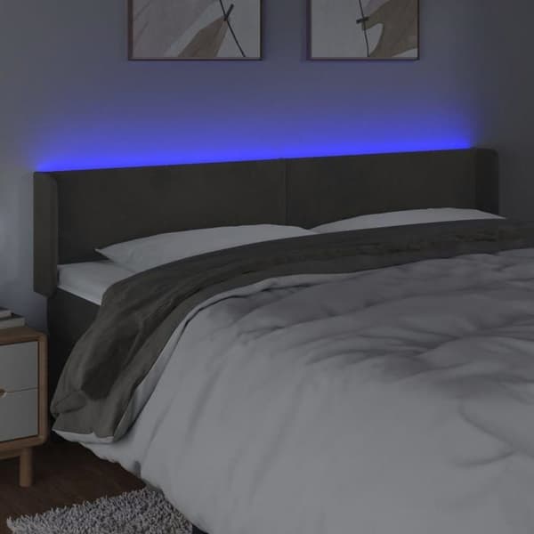 Maison Exclusive - LED-päätyharso Tummanharmaa 203x16x78/88 cm Sametti mörkgrå