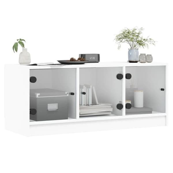 TV-møbel - MAISON EXCLUSIVE - 102 x 37 x 42 cm - Glasdøre - Ingeniørtræ - Hvid Vit