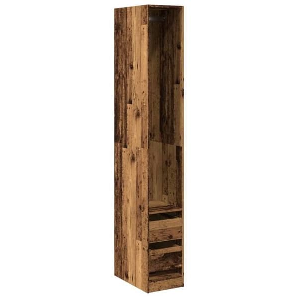 Entréeskab - EKSKLUSIVT HUS - Gamle træ - Ingeniørtræ - 30x50x200 cm - 2 skuffer