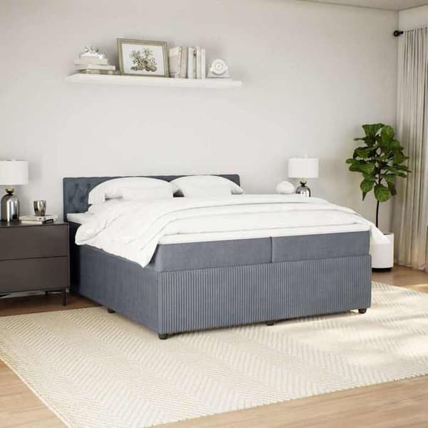 Maison Exclusive - Sänkylaatikko ja harmaa samettimatrassi 200x200cm