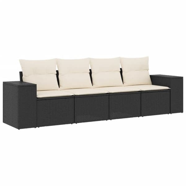 Maison Exclusive - 4-delt havemøbel sæt med sorte puder i flettet harpik