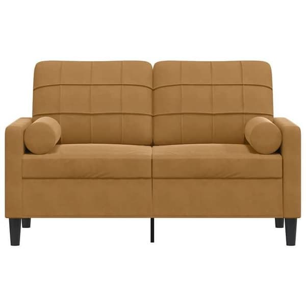Maison Exclusive - Soffa 2 platser med bruna dekorativa kuddar 120 cm sammet Brun