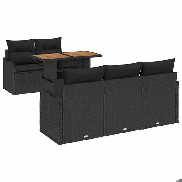 Maison Exclusive - 6 osan puutarhakalustesarja musta polyrottinki