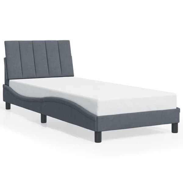 Sengestel - EKSKLUSIV HUS - Hanko - Mørkegrå velour - 80 x 200 cm - Indbygget LED mörkgrå