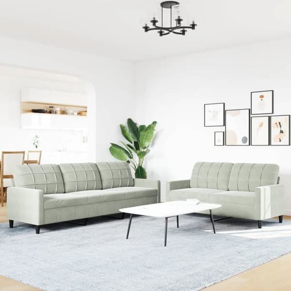 Maison Exclusive - Sæt af 2 sofaer med puder Lys grå Velour