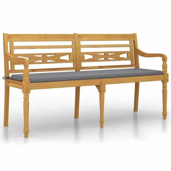 Havemøbel - EKSKLUSIVT HUS - Batavia - Massivt teaktræ - 150 cm - Grå pude Grå (kudde)