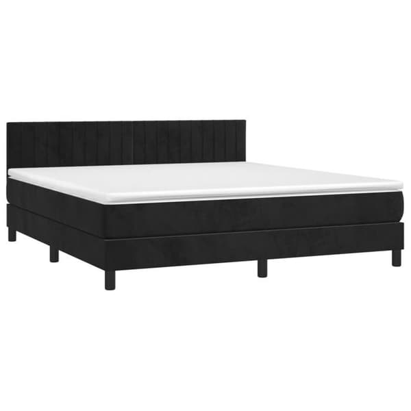 Maison Exclusive - Seng med lameller og madras samt LED Sort 160x200 cm