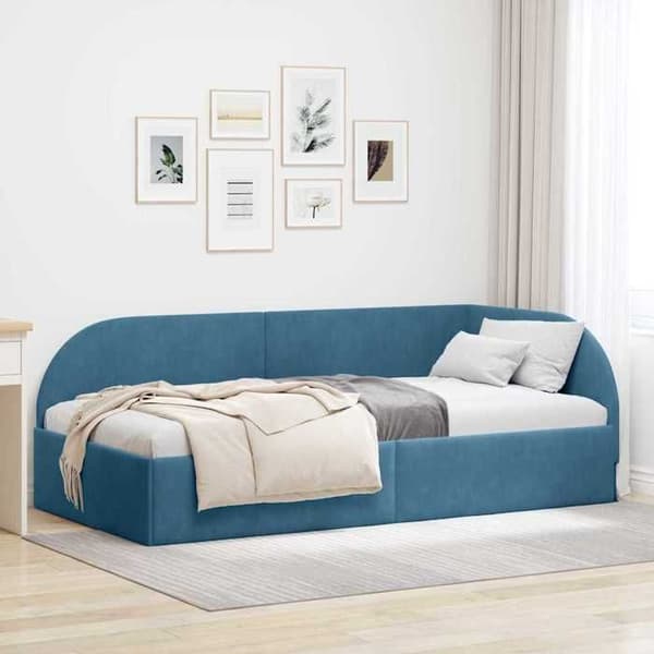 Sängram - EXKLUSIV HEM - Sammet - Blå - 90 x 200 cm - Konvertibel soffa/säng Blå