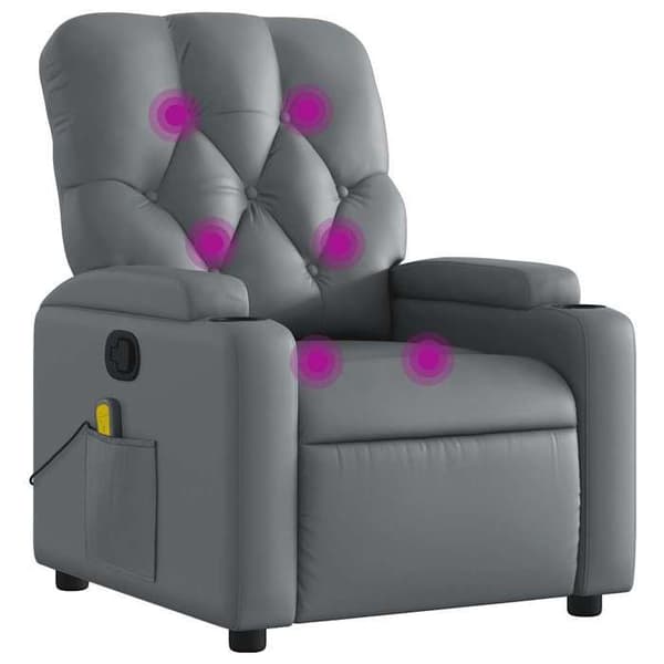 Maison Exclusive - Grå lutande massagefåtölj i konstläder
