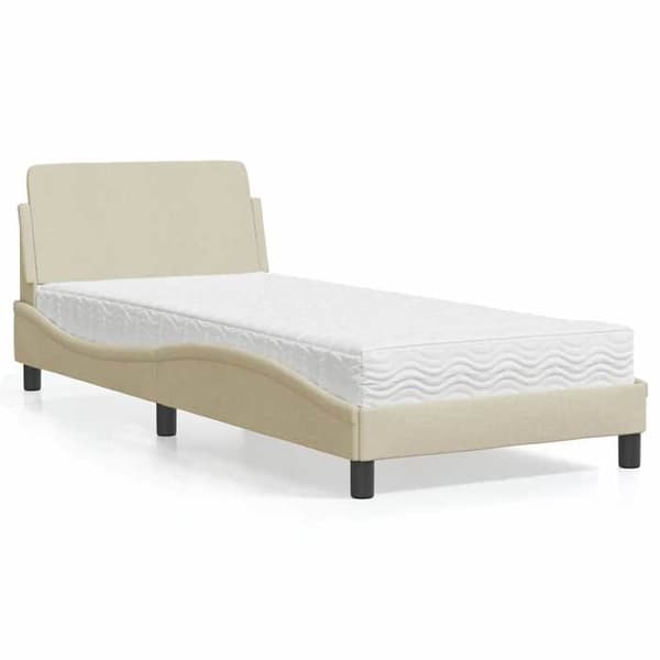 Maison Exclusive - Seng med Dover creme madras 80x200 cm stof Grädde