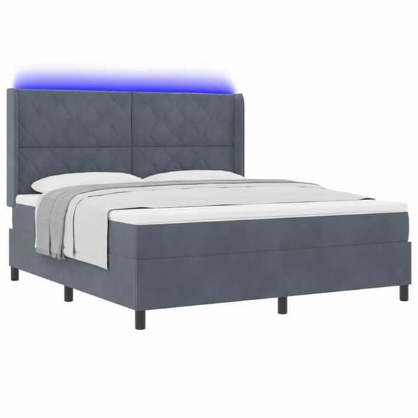 Sängram med madrass - EXKLUSIV HEM - Maison Exclusive - 180 x 200 cm - Mörkgrå sammet - USB LED-lampor Mörkgrå