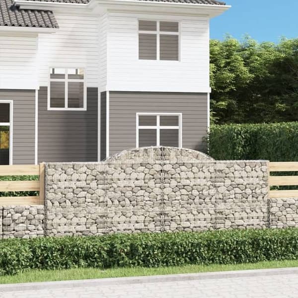 Maison Exclusive - Bågformade gabionkorgar 5 st 300x50x120/140 cm galvaniserat järn silver-
