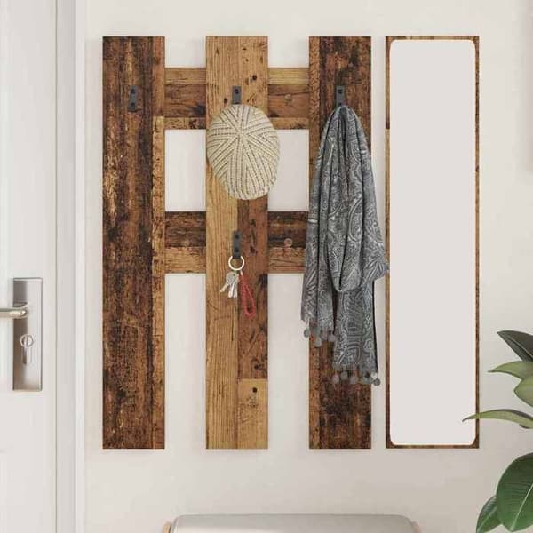 Maison Exclusive - Seinälle kiinnitettävä naulakko, vanha puu 65 x 3 x 100 cm