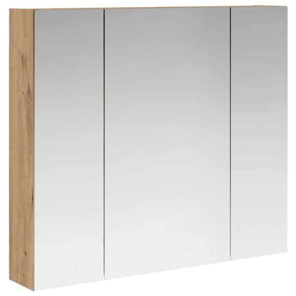 Maison Exclusive - Badeværelsesspejlskab i egetræ 80 x 14.5 x 70 cm