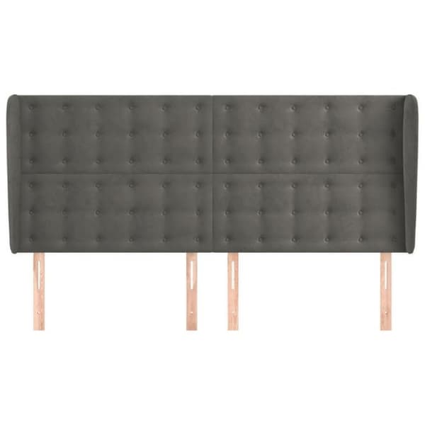 Maison Exclusive - Päätylevy korvilla Tummanharmaa 203x23x118/128 cm Sametti mörkgrå