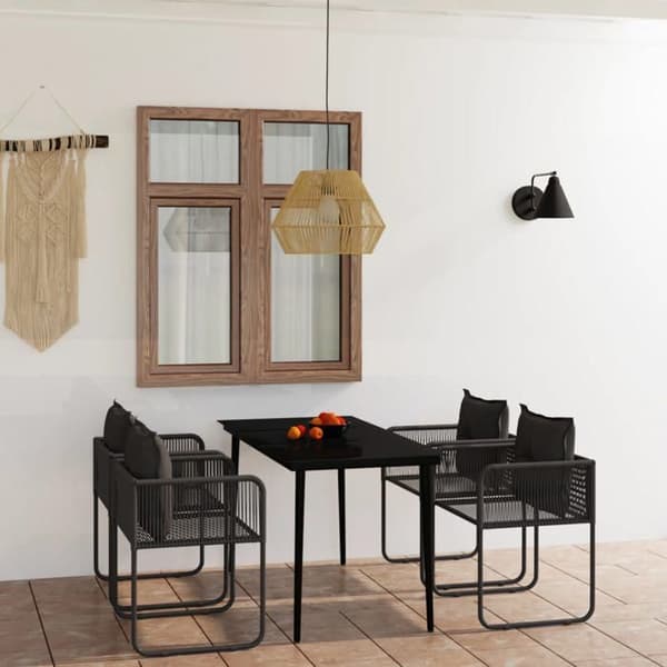 Maison Exclusive - 5 osan musta puutarhakalustesarja