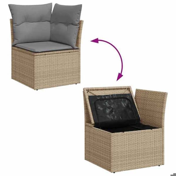 Maison Exclusive - Trädgårdsmöbler med kuddar 6 delar beige flätad resin