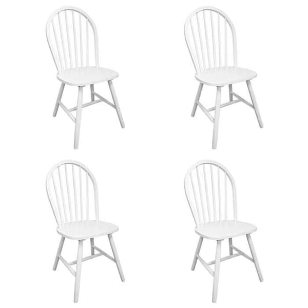 Maison Exclusive - Matstolar set om 4 vit solid gummiträ Matt vit