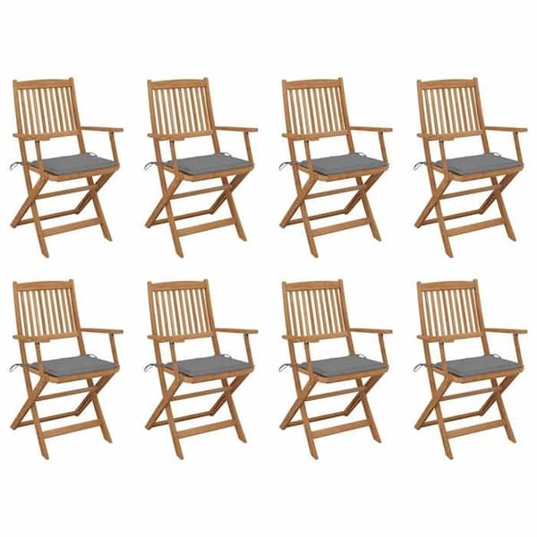 Maison Exclusive - Fällbara utomhusstolar och kuddar set om 8 Akaciaträ