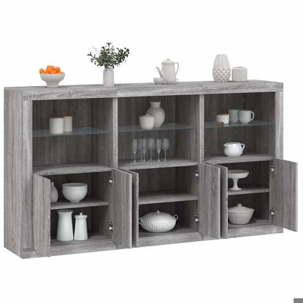 Maison Exclusive - Buffet LED-valoilla sonoma harmaa 181,5x37x100 cm