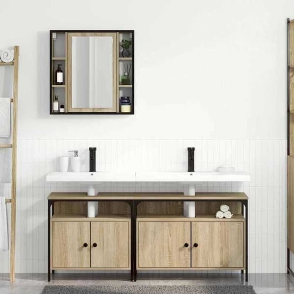 Badrumsmöbel - EXKLUSIV HEM - 3-delat set - Brun - Ingenjörsträ - Väggmonterad brun