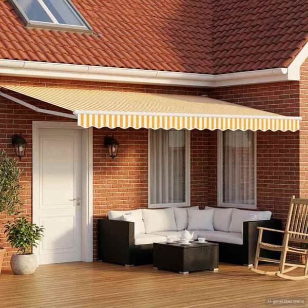 Maison Exclusive - Fällbart tak i gult och vitt 4 x 2 m