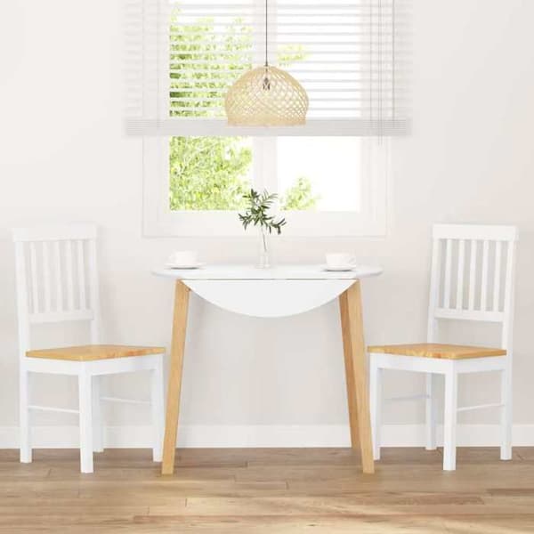 Maison Exclusive - Matstolar 2 st vit massiv gummiträ