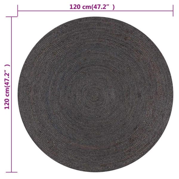 Matta - Exklusivt Hem - Flätad Jute - Diameter 120 cm - Mörkgrå mörkgrå