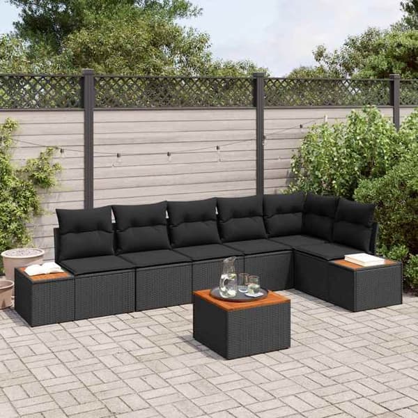 Maison Exclusive - 6-delars trädgårdsoff-set 6-sits svart Svart