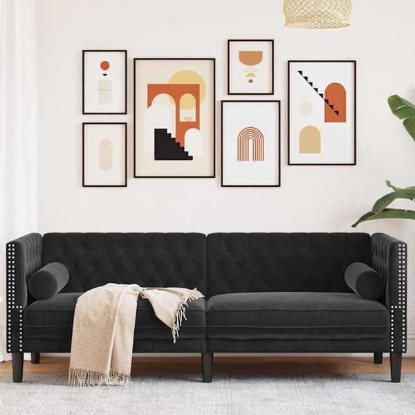 Maison Exclusive - Musta Sohva 194 x 74,5 x 70,5 cm Sametti