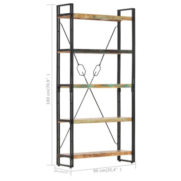 Maison Exclusive - Bibliotek 5 niveauer 90x30x180 cm Solid genbrugstræ brun