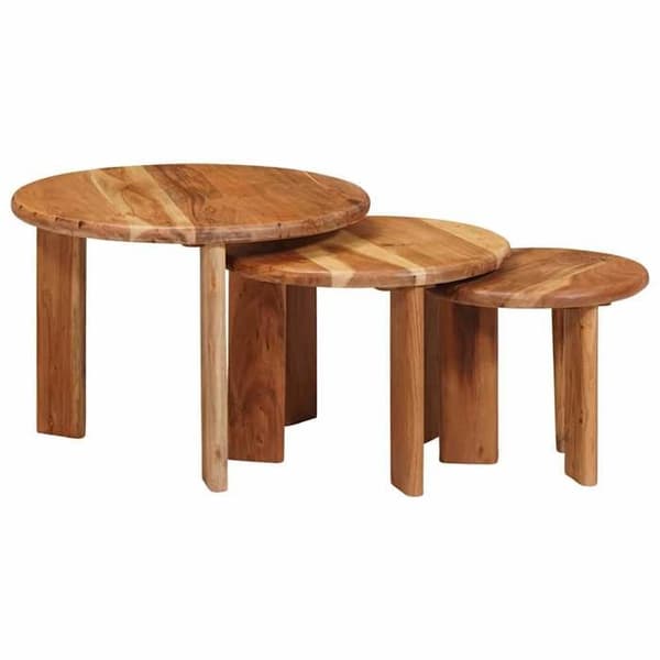 Maison Exclusive - 3-delad set av stapelbara soffbord Brun Ø 54 x 40 cm