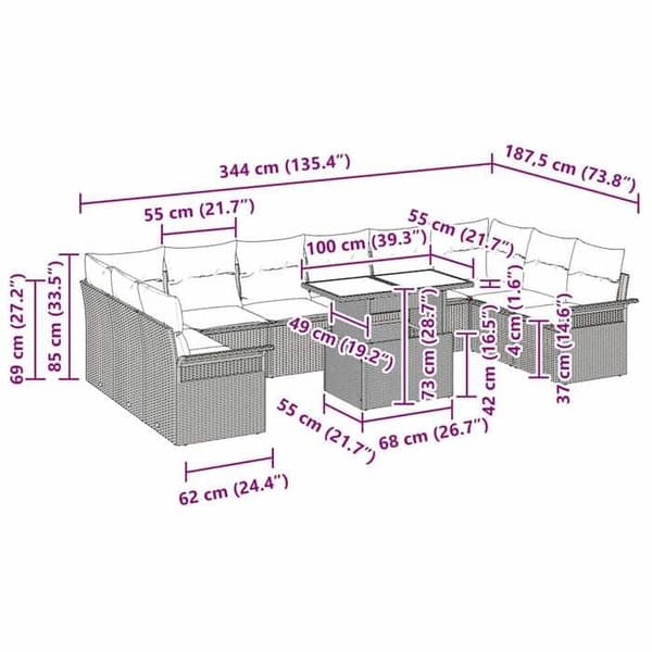 Trädgårdsoffan - EXKLUSIVT HUS - Modulär - 11 delar - UV-beständig polyrotting - Ljusgrå Ljusgrått