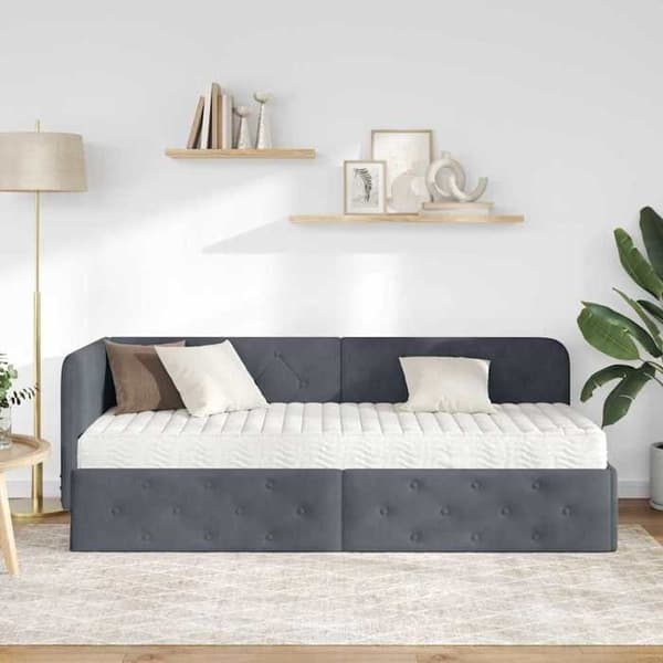 Maison Exclusive - Mörkgrå hörnsängram 80 x 200 cm Sammet