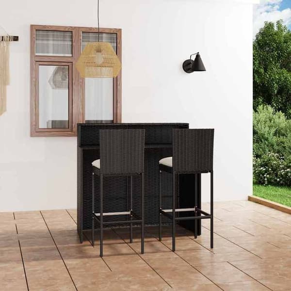 Maison Exclusive - Havebar sæt med puder 3 stk Sort Svart