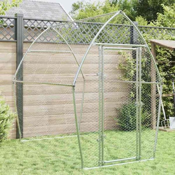 Burar & hönshus - Maison Exclusive - Galvaniserat stål - 200×105×182 cm - Låsbart dörr Silver