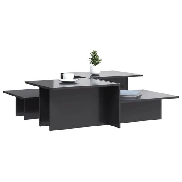Maison Exclusive - 2 st soffbord grå glansig ingenjörsträ Glänsande grå