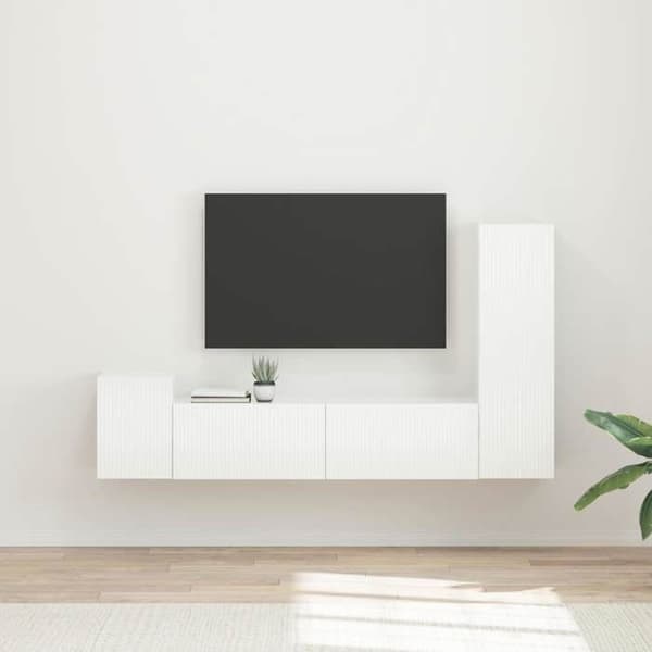 Maison Exclusive - TV-möbelset 4 delar Vit glans Ingenjörsträ