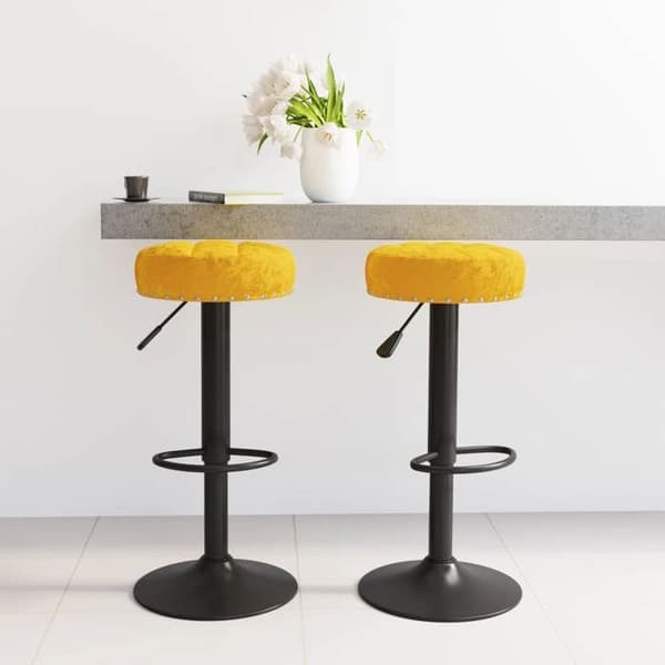 Maison Exclusive - 2 kpl keltainen samettinen baarijakkara