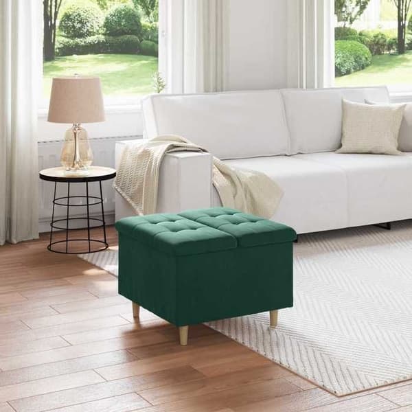 Maison Exclusive - Ottoman med förvaring Mörkgrön 60 x 60 x 45 cm Sammet