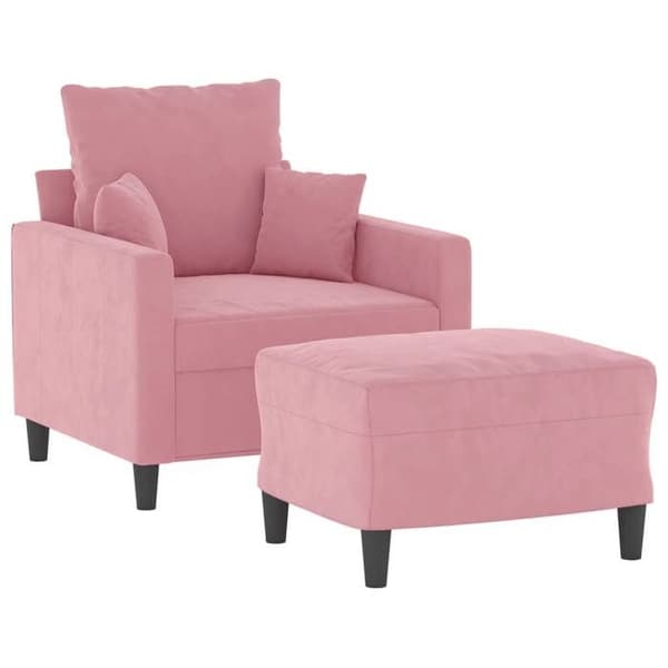 Maison Exclusive - Tuoli jalkatuella, vaaleanpunainen 60 cm sametti