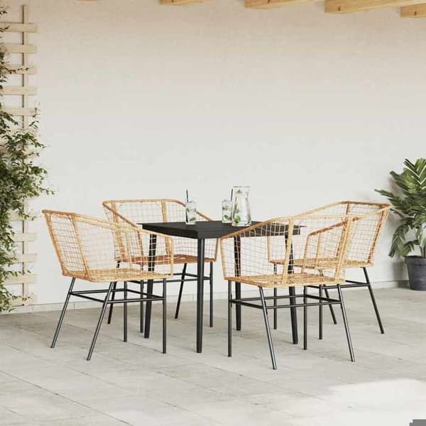 Maison Exclusive - Matgrupp trädgård 5 delar brun polyrotting glas