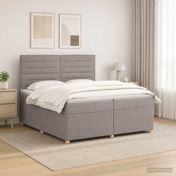 Maison Exclusive - Boxspring seng med madras Taupe 200 x 200 cm Stof