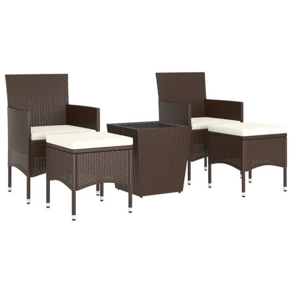 Maison Exclusive - Trädgårdsbistro-set 5 delar polyrotin och härdat glas