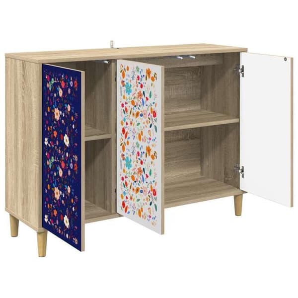Buffet - EKSKLUSIVT HUS - MAINZ - 102 x 33 x 75 cm - Ingeniørtræ - Hævede ben