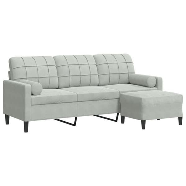 Maison Exclusive - 3-sitssoffa med fotpall Ljusgrå 180 cm Sammet
