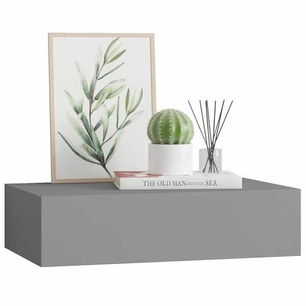 Maison Exclusive - Harmaa seinähylly laatikolla 40x23,5x10 cm MDF grå