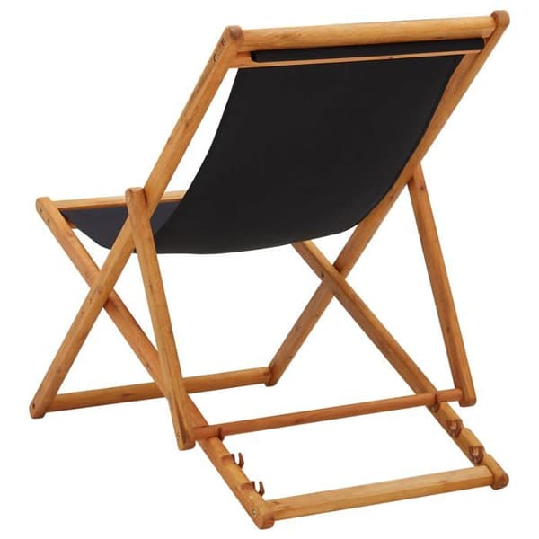Maison Exclusive - Sammenklappelig strandstol i eucalyptus træ og sort stof